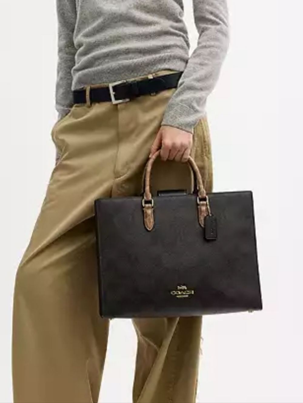 Coach Bag Logo Large Purse Tote With Shoulder Strap - Picture 9 of 11